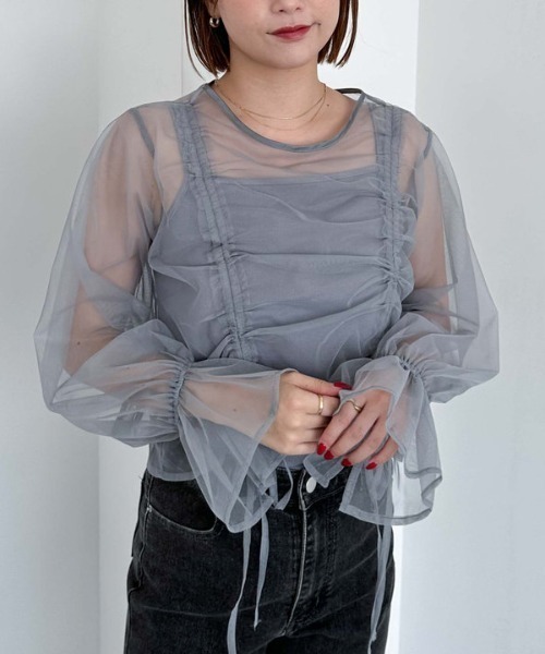 archives（アルシーヴ）の「チュールドロストTOPS（アンサンブル・レディース・アイボリー/ブラック/ブルーグレー/グレー/ブラウン・MEDIUM）」の4枚目の写真