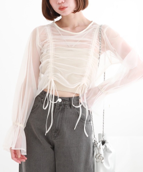 archives（アルシーヴ）の「チュールドロストTOPS（アンサンブル・レディース・アイボリー/ブラック/ブルーグレー/グレー/ブラウン・MEDIUM）」の16枚目の写真