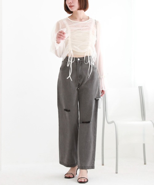 archives（アルシーヴ）の「チュールドロストTOPS（アンサンブル・レディース・アイボリー/ブラック/ブルーグレー/グレー/ブラウン・MEDIUM）」の20枚目の写真