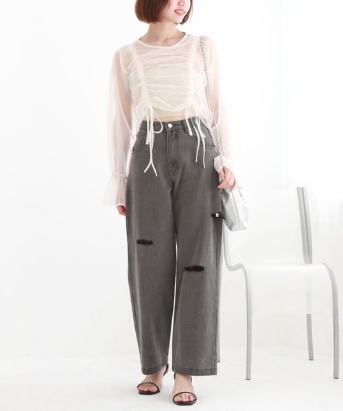 archives（アルシーヴ）の「チュールドロストTOPS（アンサンブル・レディース・アイボリー/ブラック/ブルーグレー/グレー/ブラウン・MEDIUM）」の19枚目の写真