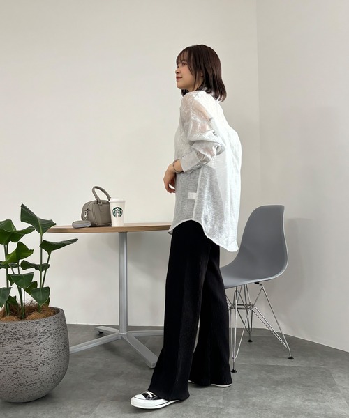 セール】【ISOOK / アイスー】プリーツセミフレアパンツ / プリーツ