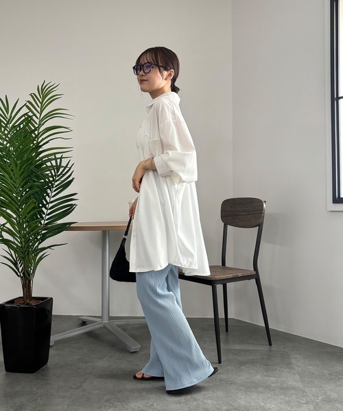 セール】【ISOOK / アイスー】プリーツセミフレアパンツ / プリーツ