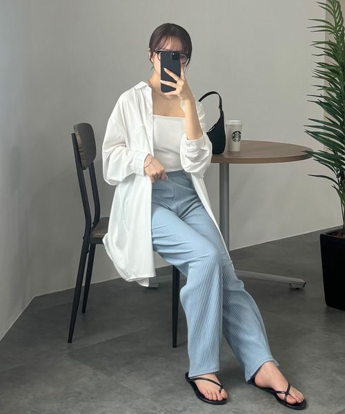 セール】【ISOOK / アイスー】プリーツセミフレアパンツ / プリーツ