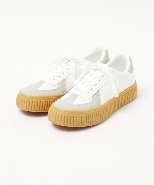 LAROUTE（ラルート）の「【LAROUTE】ジャーマントレーナー 厚底スニーカー（スニーカー・レディース・ブラック/アイボリー・36/37/38）」の14枚目の写真