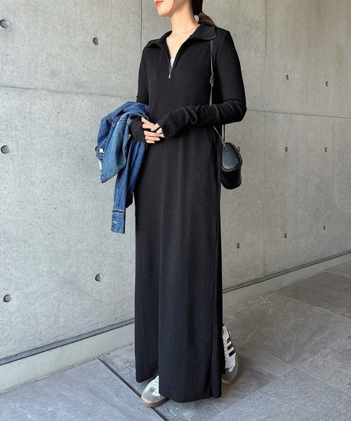 セール】セルフカットリブ指穴サムホール長袖ワンピース（ワンピース