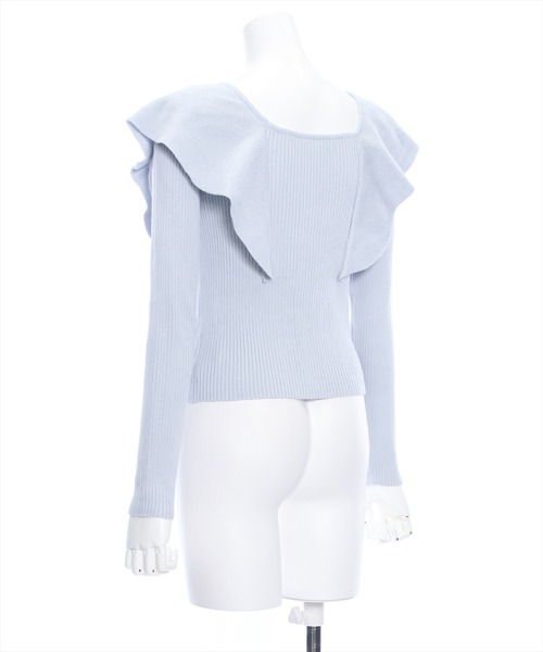 clear（クリア）の「前後2wayフリルショルダー長袖ニットトップス≪2024SS新作≫（ニット/セーター・レディース・オフホワイト/ブラック/サックスブルー・F）」の6枚目の写真