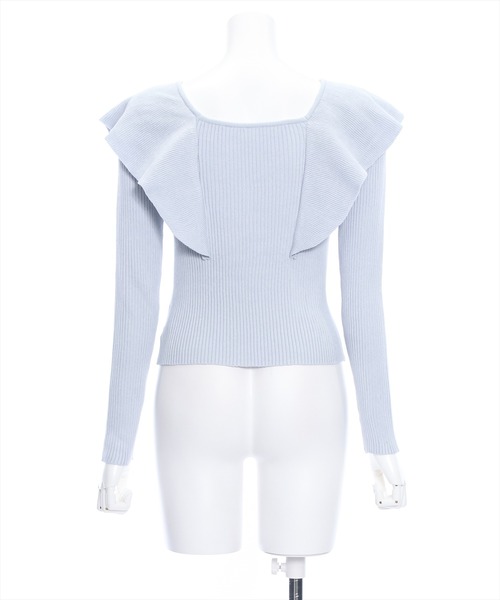 clear（クリア）の「前後2wayフリルショルダー長袖ニットトップス≪2024SS新作≫（ニット/セーター・レディース・オフホワイト/ブラック/サックスブルー・F）」の7枚目の写真