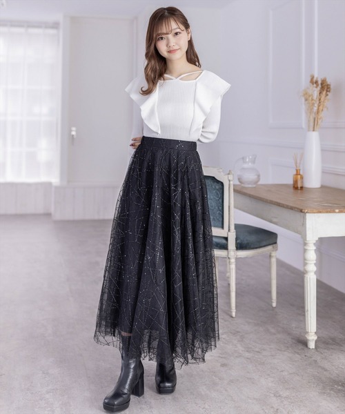 clear（クリア）の「前後2wayフリルショルダー長袖ニットトップス≪2024SS新作≫（ニット/セーター・レディース・オフホワイト/ブラック/サックスブルー・F）」の20枚目の写真