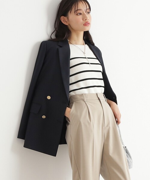 OPAQUE.CLIP（オペークドットクリップ）の「◆≪ヒルナンデス！で紹介≫ S-LLsize/ダブルテーラードジャケット/ウールライク【抗ピル/ストレッチ/洗える】（テーラードジャケット・レディース・ベージュ/ネイビー・36/38/40/42）」の5枚目の写真