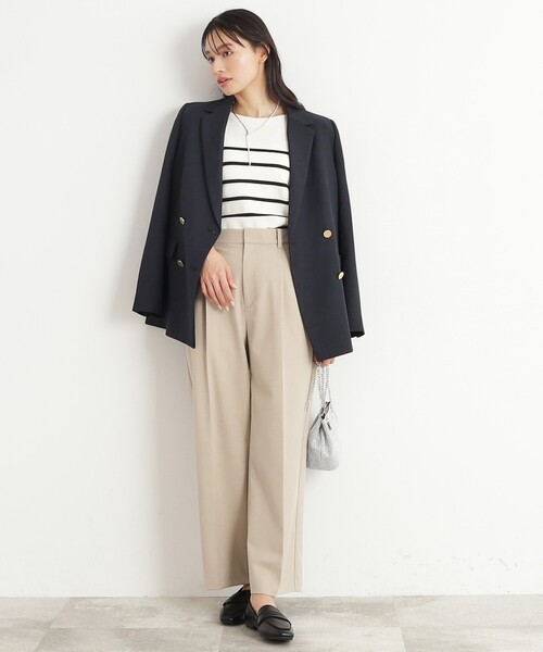 OPAQUE.CLIP（オペークドットクリップ）の「◆≪ヒルナンデス！で紹介≫ S-LLsize/ダブルテーラードジャケット/ウールライク【抗ピル/ストレッチ/洗える】（テーラードジャケット・レディース・ベージュ/ネイビー・36/38/40/42）」の7枚目の写真