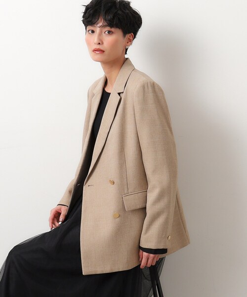 OPAQUE.CLIP（オペークドットクリップ）の「◆≪ヒルナンデス！で紹介≫ S-LLsize/ダブルテーラードジャケット/ウールライク【抗ピル/ストレッチ/洗える】（テーラードジャケット・レディース・ベージュ/ネイビー・36/38/40/42）」の8枚目の写真