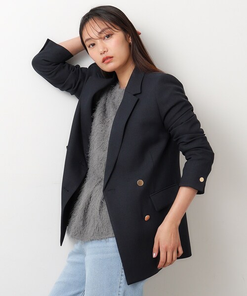 OPAQUE.CLIP（オペークドットクリップ）の「◆≪ヒルナンデス！で紹介≫ S-LLsize/ダブルテーラードジャケット/ウールライク【抗ピル/ストレッチ/洗える】（テーラードジャケット・レディース・ベージュ/ネイビー・36/38/40/42）」の12枚目の写真