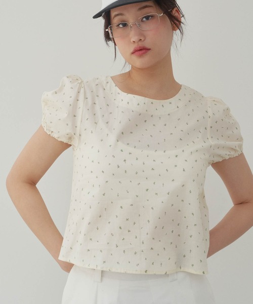 GIUNON（ジウノン）の「floral pattern blouse / フローラルパターンブラウス（シャツ/ブラウス・レディース・ブラック/クリーム・FREE）」の12枚目の写真