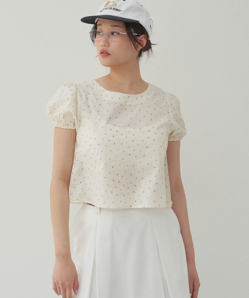 GIUNON（ジウノン）の「floral pattern blouse / フローラルパターンブラウス（シャツ/ブラウス・レディース・ブラック/クリーム・FREE）」の22枚目の写真