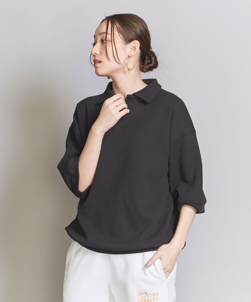 BEAUTY&YOUTH UNITED ARROWS（ビューティーアンドユースユナイテッドアローズ）の「【WEB限定】グリッド エアーワッフル スキッパーポロシャツ（Tシャツ/カットソー・メンズ・ブラック/ピンク/ベージュ・L/M/S）」の2枚目の写真