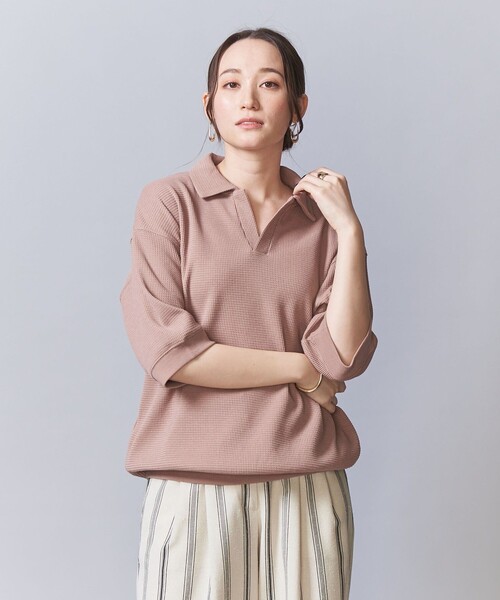 BEAUTY&YOUTH UNITED ARROWS（ビューティーアンドユースユナイテッドアローズ）の「【WEB限定】グリッド エアーワッフル スキッパーポロシャツ（Tシャツ/カットソー・メンズ・ブラック/ピンク/ベージュ・L/M/S）」の20枚目の写真