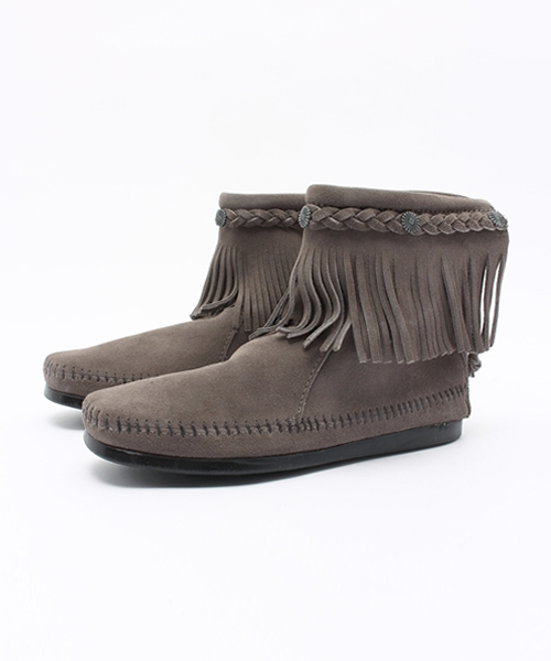 Minnetonka（ミネトンカ）の「【MINNETONKA】 ミネトンカ　HITOP BACK ZIP BOOT/ハイトップバックジップフリンジブーツ（ブーツ・レディース・ブラウン/ダークブラウン/ブラック/ベージュ/グレー・5/8/7/6/5h/6h/7h/8h/9）」の15枚目の写真