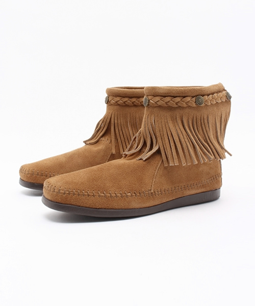 Minnetonka（ミネトンカ）の「【MINNETONKA】 ミネトンカ　HITOP BACK ZIP BOOT/ハイトップバックジップフリンジブーツ（ブーツ・レディース・ブラウン/ダークブラウン/ブラック/ベージュ/グレー・5/8/7/6/5h/6h/7h/8h/9）」の16枚目の写真