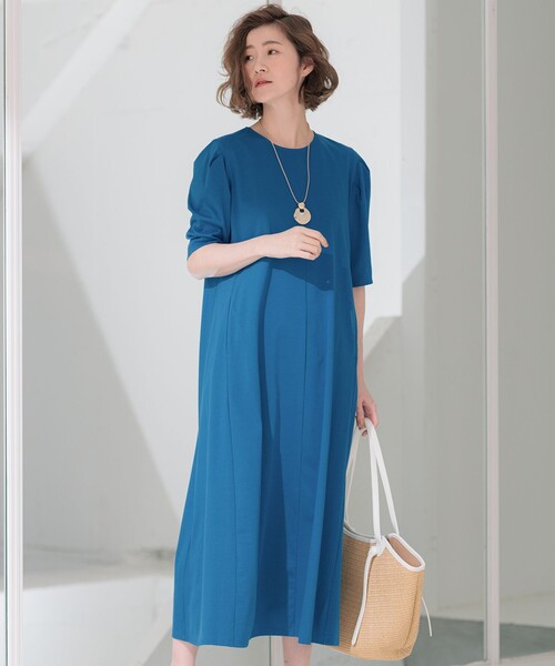 23区 S(ニジュウサンクチイサイサイズ)の「【洗える】ALBINIコーコラン タックスリーブ ワンピース(ワンピース・レディース・カーキ系/ブルー系/ブラック系・32)」の3枚目の写真