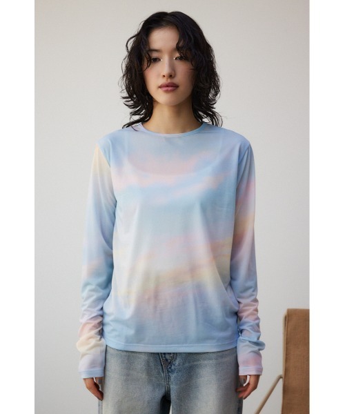 AZUL by moussy(アズールバイマウジー)の「ニュアンスパターンシアートップス(Tシャツ/カットソー・レディース・パープル系その他/ブルー系その他・FREE)」の16枚目の写真