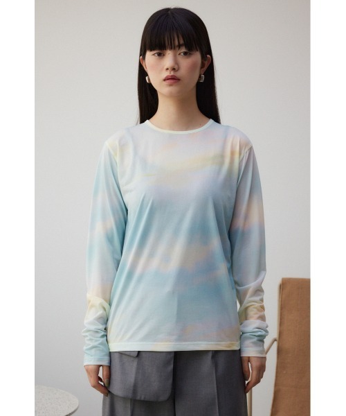 AZUL by moussy(アズールバイマウジー)の「ニュアンスパターンシアートップス(Tシャツ/カットソー・レディース・パープル系その他/ブルー系その他・FREE)」の6枚目の写真
