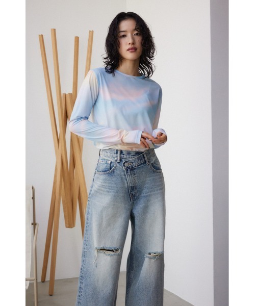 AZUL by moussy(アズールバイマウジー)の「ニュアンスパターンシアートップス(Tシャツ/カットソー・レディース・パープル系その他/ブルー系その他・FREE)」の14枚目の写真