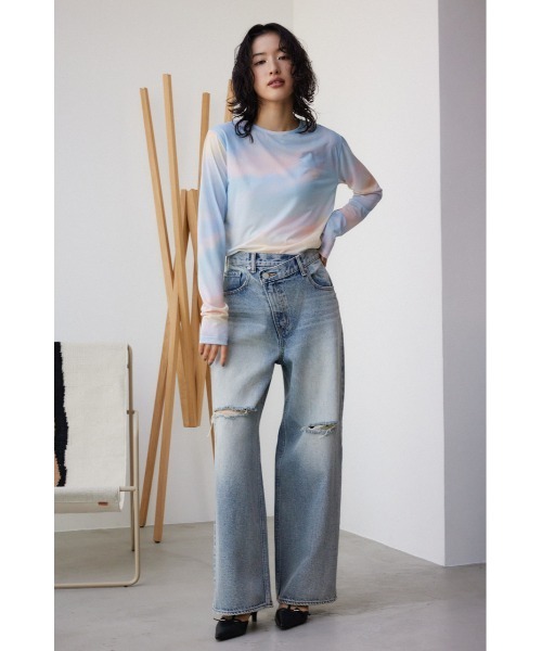 AZUL by moussy(アズールバイマウジー)の「ニュアンスパターンシアートップス(Tシャツ/カットソー・レディース・パープル系その他/ブルー系その他・FREE)」の15枚目の写真