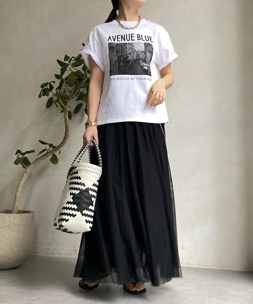 新品　DouDou AVENUE BLUE フォトTEE Tシャツ　カットソー セール】【WEB限定】AVENUE BLUE フォトTEE（Tシャツ/カットソー