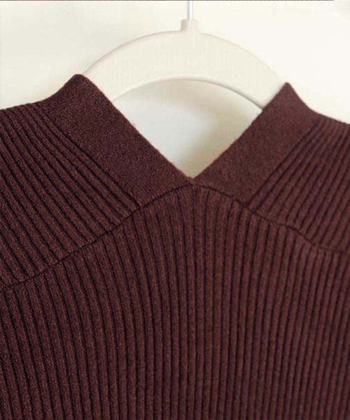 Miniministore（ミニミニストア）の「Vネック ボタンリブニット トップス（ニット/セーター・レディース・ベージュ/ボルドー/アイボリー/ブラック/ダークブラウン・FREE）」の20枚目の写真