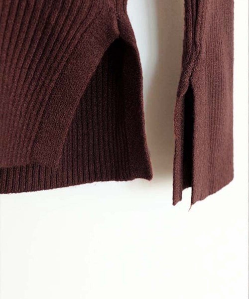 Miniministore（ミニミニストア）の「Vネック ボタンリブニット トップス（ニット/セーター・レディース・ベージュ/ボルドー/アイボリー/ブラック/ダークブラウン・FREE）」の21枚目の写真