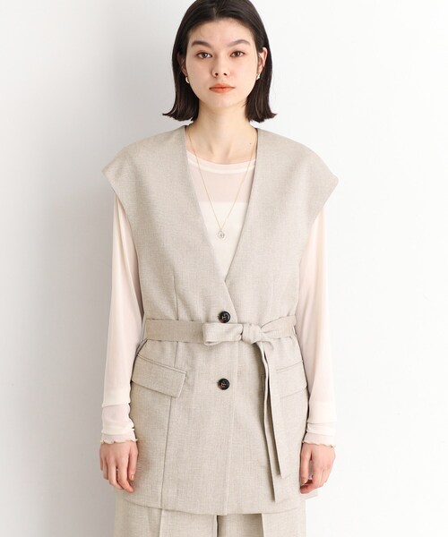 THE SHOP TK (ザ ショップ ティーケー )の「◆【セットアップ可】上品ミドル丈ジレ/洗濯機OK(ベスト・レディース・ベージュ/ネイビー・12/13)」の20枚目の写真