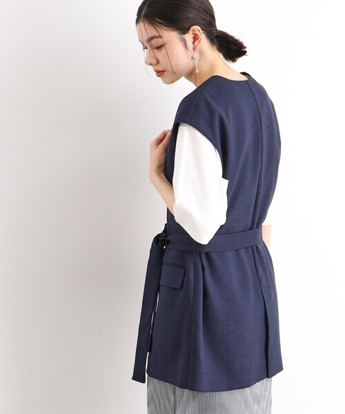 THE SHOP TK (ザ ショップ ティーケー )の「◆【セットアップ可】上品ミドル丈ジレ/洗濯機OK(ベスト・レディース・ベージュ/ネイビー・12/13)」の7枚目の写真