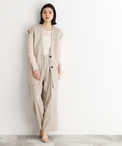 THE SHOP TK (ザ ショップ ティーケー )の「◆【セットアップ可】上品ミドル丈ジレ/洗濯機OK(ベスト・レディース・ベージュ/ネイビー・12/13)」の11枚目の写真
