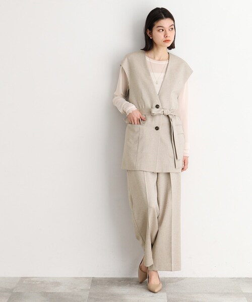 THE SHOP TK (ザ ショップ ティーケー )の「◆【セットアップ可】上品ミドル丈ジレ/洗濯機OK(ベスト・レディース・ベージュ/ネイビー・12/13)」の12枚目の写真