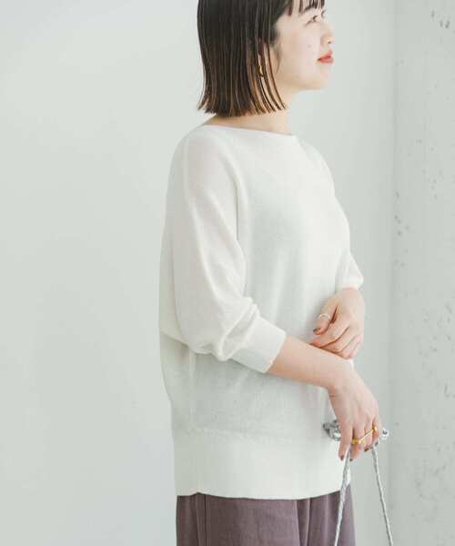 ITEMS URBANRESEARCH（アイテムズ アーバンリサーチ）の「ドルマン5ブソデニット（ニット/セーター・レディース・ブラック/ホワイト/ミント/ブラウン/グレー系その他・FREE）」の2枚目の写真