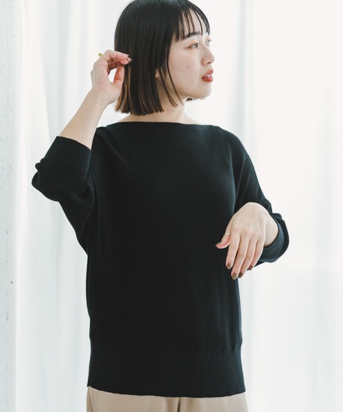 ITEMS URBANRESEARCH（アイテムズ アーバンリサーチ）の「ドルマン5ブソデニット（ニット/セーター・レディース・ブラック/ホワイト/ミント/ブラウン/グレー系その他・FREE）」の3枚目の写真