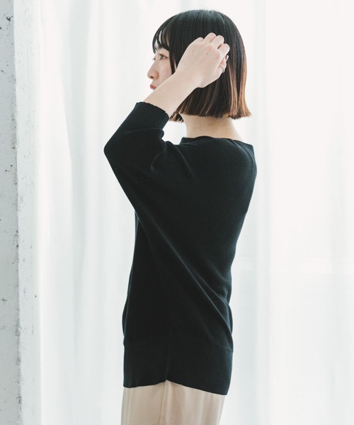 ITEMS URBANRESEARCH（アイテムズ アーバンリサーチ）の「ドルマン5ブソデニット（ニット/セーター・レディース・ブラック/ホワイト/ミント/ブラウン/グレー系その他・FREE）」の12枚目の写真