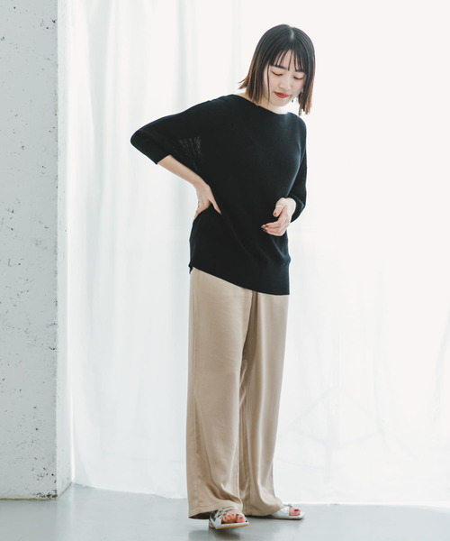 ITEMS URBANRESEARCH（アイテムズ アーバンリサーチ）の「ドルマン5ブソデニット（ニット/セーター・レディース・ブラック/ホワイト/ミント/ブラウン/グレー系その他・FREE）」の14枚目の写真