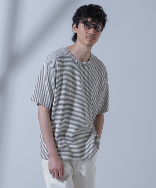 NANO universe(ナノユニバース)の「Anti Soaked(R) 汗染み防止 ピンボーダークルーネックTシャツ(Tシャツ/カットソー・メンズ・ホワイト/ブラウン/ネイビー・S/M/L)」の11枚目の写真