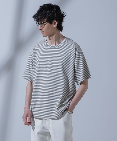 NANO universe(ナノユニバース)の「Anti Soaked(R) 汗染み防止 ピンボーダークルーネックTシャツ(Tシャツ/カットソー・メンズ・ホワイト/ブラウン/ネイビー・S/M/L)」の12枚目の写真