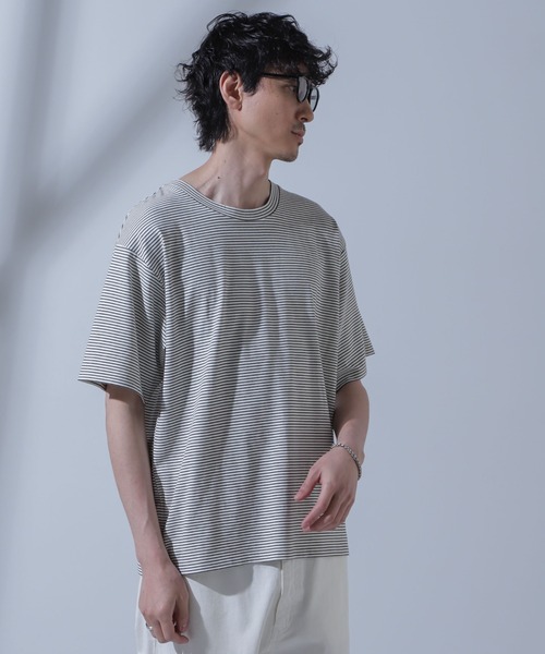 NANO universe(ナノユニバース)の「Anti Soaked(R) 汗染み防止 ピンボーダークルーネックTシャツ(Tシャツ/カットソー・メンズ・ホワイト/ブラウン/ネイビー・S/M/L)」の13枚目の写真