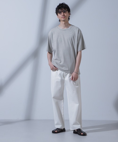 NANO universe(ナノユニバース)の「Anti Soaked(R) 汗染み防止 ピンボーダークルーネックTシャツ(Tシャツ/カットソー・メンズ・ホワイト/ブラウン/ネイビー・S/M/L)」の14枚目の写真