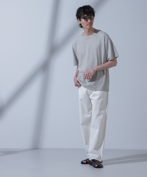 NANO universe(ナノユニバース)の「Anti Soaked(R) 汗染み防止 ピンボーダークルーネックTシャツ(Tシャツ/カットソー・メンズ・ホワイト/ブラウン/ネイビー・S/M/L)」の15枚目の写真