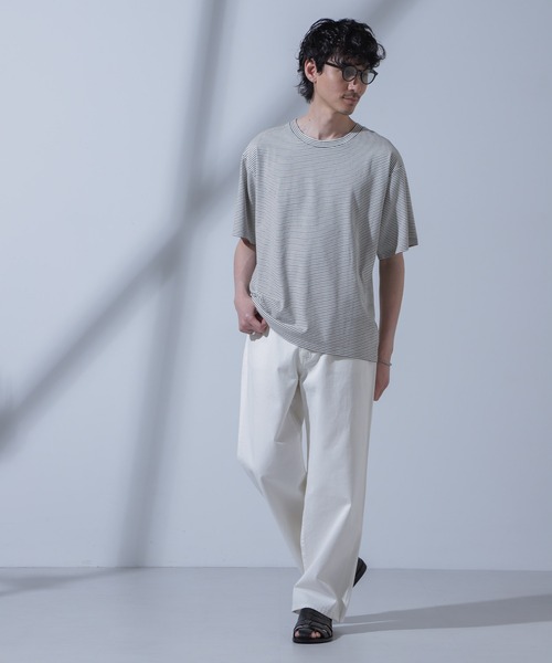 NANO universe(ナノユニバース)の「Anti Soaked(R) 汗染み防止 ピンボーダークルーネックTシャツ(Tシャツ/カットソー・メンズ・ホワイト/ブラウン/ネイビー・S/M/L)」の16枚目の写真
