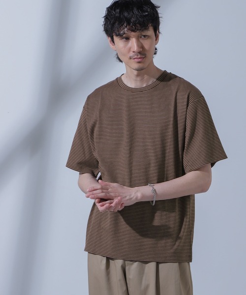 NANO universe(ナノユニバース)の「Anti Soaked(R) 汗染み防止 ピンボーダークルーネックTシャツ(Tシャツ/カットソー・メンズ・ホワイト/ブラウン/ネイビー・S/M/L)」の17枚目の写真