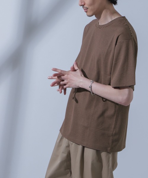 NANO universe(ナノユニバース)の「Anti Soaked(R) 汗染み防止 ピンボーダークルーネックTシャツ(Tシャツ/カットソー・メンズ・ホワイト/ブラウン/ネイビー・S/M/L)」の18枚目の写真