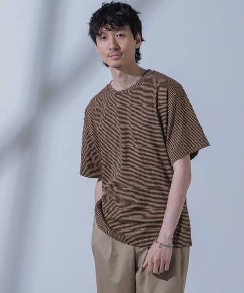 NANO universe(ナノユニバース)の「Anti Soaked(R) 汗染み防止 ピンボーダークルーネックTシャツ(Tシャツ/カットソー・メンズ・ホワイト/ブラウン/ネイビー・S/M/L)」の19枚目の写真