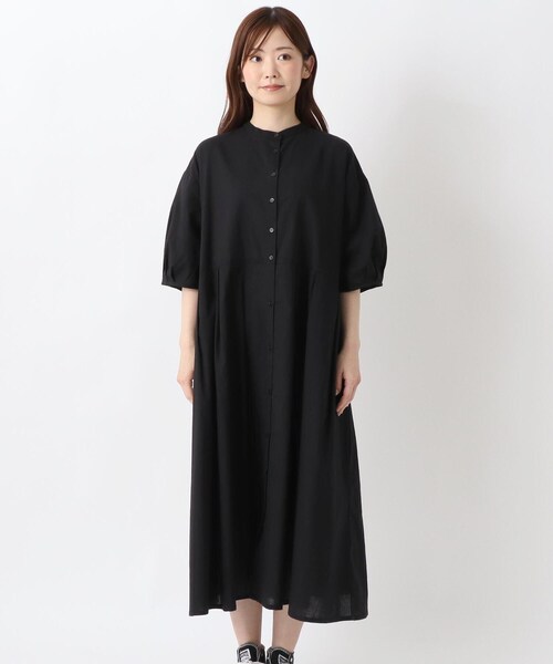 one'sterrace（ワンズテラス）の「タックギャザーワンピース（ワンピース・レディース・ブラック系8/サックスブルー系8/ベージュ系8・02）」の4枚目の写真