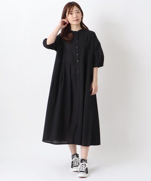 one'sterrace（ワンズテラス）の「タックギャザーワンピース（ワンピース・レディース・ブラック系8/サックスブルー系8/ベージュ系8・02）」の17枚目の写真
