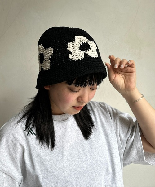 CPCM(シーピーシーエム)の「ハンドニット花柄ハット(ハット・メンズ・ブラック/ベージュ/グリーン・FREE)」の21枚目の写真